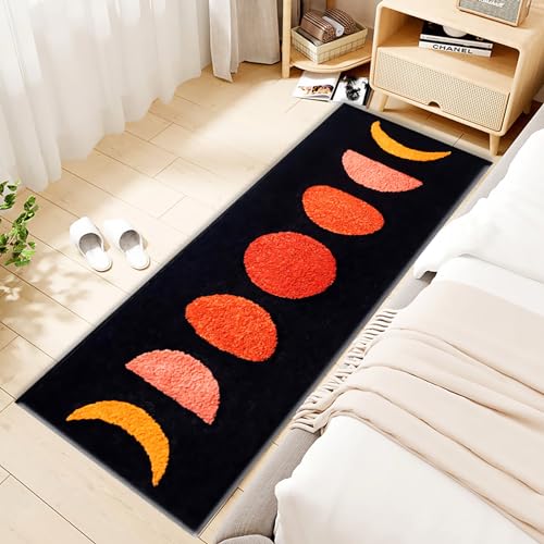 Boho Bathroom Rugs Runner 60x20 Inch Long Non Slip Bohemian Area Runner Rug for Bathroom Bedroom Hallway Kitchen Laundry, Washable Accent Bedside Rug, Living Room Runner Rug, Black - color: G Bohemian