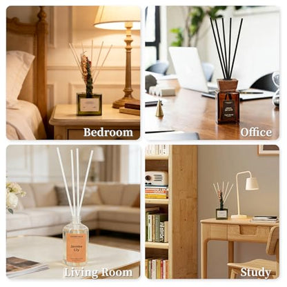 100 PCS Reed Diffuser Sticks, 11 Inch Fibre Diffuser Replacement Stick for Essential Oil Diffuser Refill, 4 mm Thick Aroma Diffuser Sticks for Home Office Bathroom Bedroom, Primary Color - color: Primary