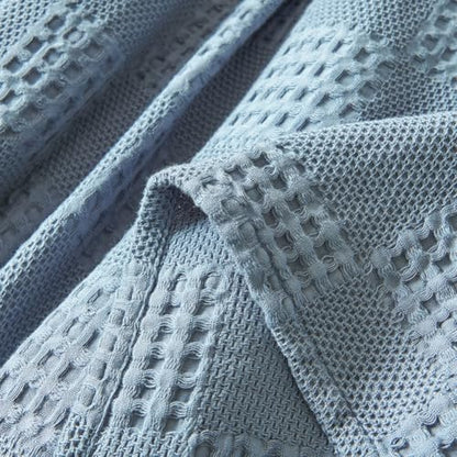 100% Cotton Waffle Knit Blanket,Lightweight,Breathable and Soft, Waffle Weave Blanket for Summer Spring,Blue,150 x 200 cm / 59 x 79 inch - color: Blue, size: Single Size 59x79 inch