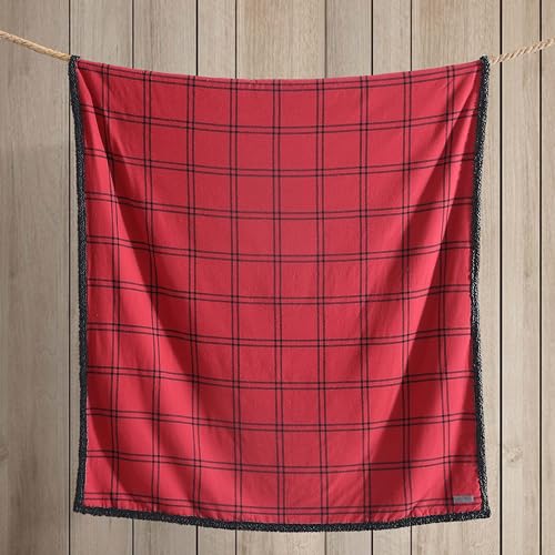 Eddie Bauer - Throw Blanket, Soft & Reversible Cotton Flannel Bedding, Throw Blanket for Couch or Bed (Kettle Falls Red/Black, 50" x 60") - color: Kettle Falls Red/Black