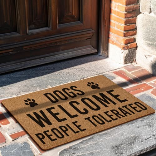 Dogs Welcome People Tolerated Doormat, Funny Welcome Mat, Artificial Coir Non Slip Backing Indoor Outdoor Entry Rug for Front Porch, Gift for Dog Lovers, 30x17 Inch - color: Color03