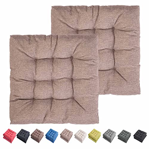 Outdoor Indoor Chair Cushions 20"x20" - Patio Furniture Cushion Set of 2 Comfortable Non-Slip Seat Pads Cover for Wicker Adirondack Deck Rocking Metal Chairs Universal Fit (2, Brown) - color: Brown