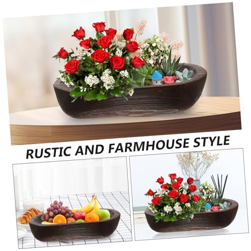 Vaguelly Rustic Wooden Bowl Decorative Centerpiece Bowl for Table Decor Versatile Farmhouse Style for Dining Table Elegance