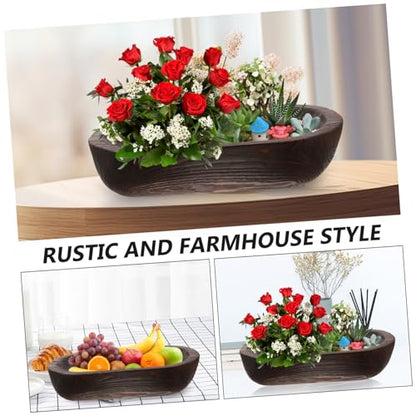 Vaguelly Rustic Wooden Bowl Decorative Centerpiece Bowl for Table Decor Versatile Farmhouse Style for Dining Table Elegance