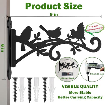 2Pcs-9in Hanging Plant Hanger Outdoor Heavy Duty Plant Bracket Wall Hooks | Metal Plant Bracket Hook for Outdoor or Indoor Hanging Flower Baskets Lantern Laser Cutting Technology. One-Piece Molding - size: 9 Inch, style: Bird Shaped-2pack