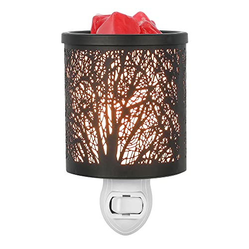 inrorans Wall Plug in Wax Warmer Metal Black Wax Burner with Removable Dish,Fragrance Oil Warmer Night Light for Home Bedroom Room(Black Forest Tree Pattern) - color: Black Forest Tree Pattern