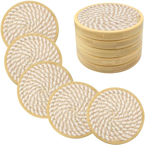 Eykao 5 Pack Absorbent Coasters for Drinks, 4.3 Inches Cork for Coffee Tables, Wooden Drink Protection, Cute for Kitchen, Farmhouse, Bar, and Office (Light Brown) - color: #5 Light Brown, size: 5 Pack