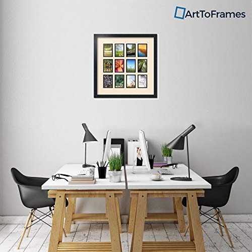ArtToFrames Double-Multimat-1156-825/89-FRBW26079 Collage Photo Frame Double Mat with 12-3.25x4.75 Openings and Satin Black Frame - color: Alabaster, size: 12 - 3.25x4.75