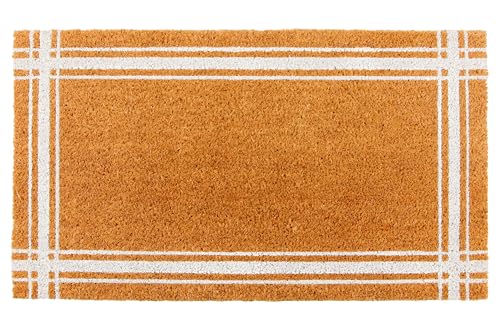 KAF Home Coir Doormat with Heavy-Duty, Weather Resistant, Non-Slip PVC Backing | 17 by 30 Inches, 0.6 Inch Pile Height | Perfect for Indoor and Outdoor Use (White) - color: White