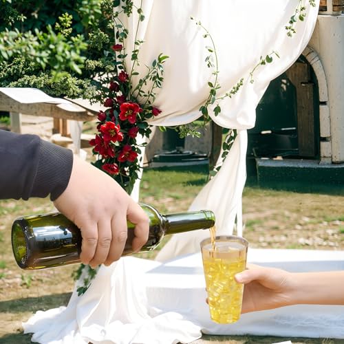 I00000 16 oz Gold Plastic Cups, 100 Pack Clear Plastic Cups with Gold Trim | Tumblers Gold Rimmed Disposable Cup, Heavy-duty, BPA-Free, Everyday Use, Disposable Cup Perfect for Birthday, Wedding & Party - color: 16-Gold-100