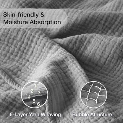 100% Cotton Muslin Blanket 40" x 40", Breathable and Lightweight Cotton Throw Blankets, Soft Cooling Summer Gauze Blanket for All Season, Grey - color: 03 - Medium Grey, size: Baby ( 40"x40")