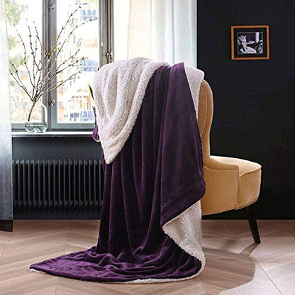 NANPiper Sherpa Blanket - Twin Size Thick Velvet Plush Reversible Bed Blanket for Winter - Purple (60"x80") - color: Purple, size: Twin