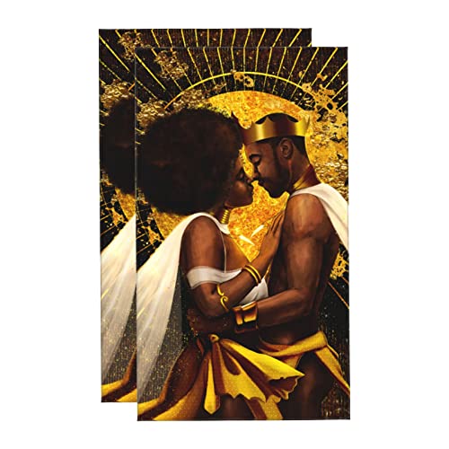 Bath Towels Set of 2 Hand Towels for Bathroom African Queen and King Black Crown Decorative 27.5x16Inch Absorbent Soft for Yoga Gym Spa Hotel Bathroom Kitchen - color: Style2