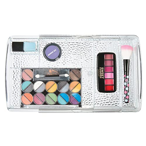 mDesign Expandable Makeup Organizer for Bathroom Drawers, Vanities, Countertops: Organize Makeup Brushes, Eyeshadow Palettes, Lipstick, Lip Gloss, Blush, Concealer - Adjustable Width, 2 Pack - Clear - size: Pack of 2