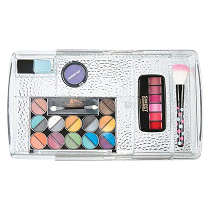mDesign Expandable Makeup Organizer for Bathroom Drawers, Vanities, Countertops: Organize Makeup Brushes, Eyeshadow Palettes, Lipstick, Lip Gloss, Blush, Concealer - Adjustable Width, 2 Pack - Clear - size: Pack of 2