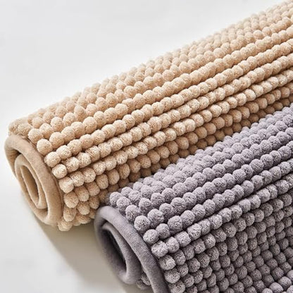 Chenilles Absorbent Bath Mat Rug Floor Carpet for Bathroom and Entryway with Nonslip Backing, Quick Drying Easy to - color: Powder 60cmx150cm