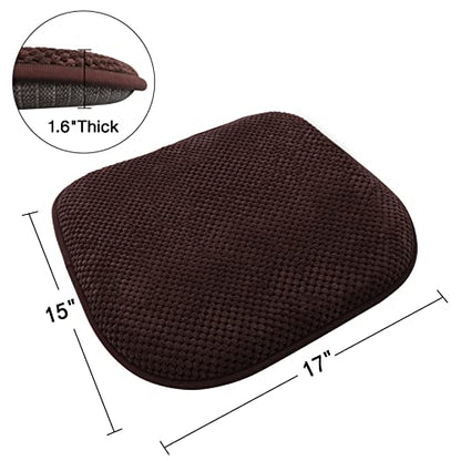 Kitchen Chair Cushions for Dining Chairs Thin Non Slip Office Seat Pads | Brown 17x15 U Shaped Washable Soft Thick Memory Foam Large Metal Wooden Outdoor Patio Chair Cushions - color: New Brown