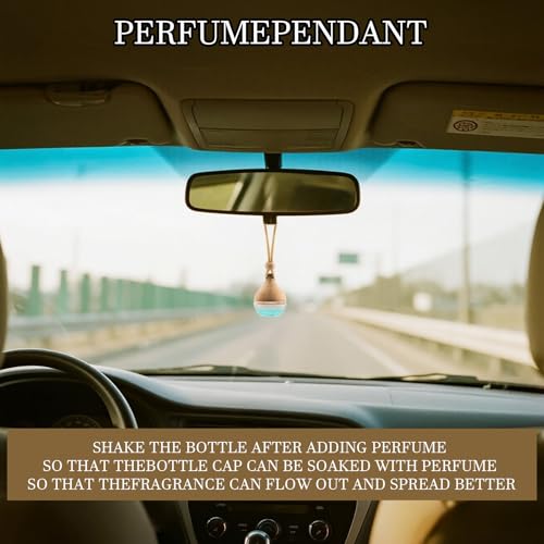 Refillable Car Air Freshener Hanging Diffuser, Empty Glass Bottle with Reed Sticks for Essential Oils, Car Scent Diffuser and Aromatherapy Pendant Decor for Women and Men, 2 Pack - size: 2PCS