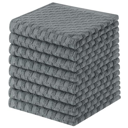 Homaxy 100% Cotton Terry Dish Cloths, 12"x12", 8-Pack, Dark Grey | Ultra Soft Absorbent Dish Towels with Hanging Loop, Pineapple Grid Designed - color: Dark Grey, size: 12 x 12 - 8 Pack