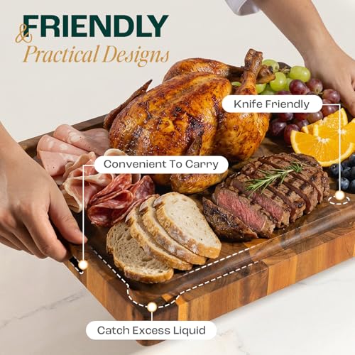 Yes4All Medium Acacia Cutting Board, End Grain Cutting Board 17"x 13"x 1.5" - size: 17"L x 13"W, style: Acacia