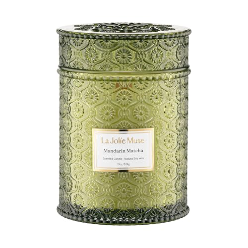 LA JOLIE MUSE Mandarin Matcha Scented Candle for Home,19 oz Natural Soy Wax | Luxury Large Jar Candle, Clean Non Toxic, Candle Gifts for Women & Men, Fresh Citrus Candles, Wood Wick, Bergamot, Cedarwood - color: Mandarin Matcha, size: 19 oz
