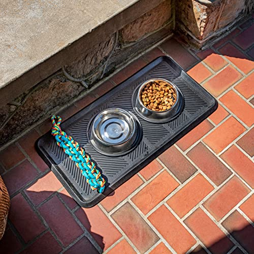 Mohawk Home Boot Tray All Weather Waterproof Mat for Entryway, Shoes, Pet Food Tray, Garden, Indoor Outdoor Black Rubber 1'4"x2'8" - size: 1'4" x 2'8" (Rectangular)