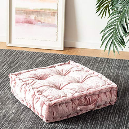 Safavieh Belia Glam 18-inch Blush Pink Velvet Square Floor Pillow - color: Blush, size: 18"W X 18"D X 5"H