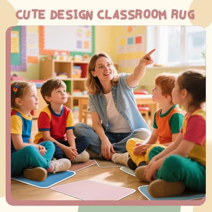 12Pcs Square Classroom Carpet Cushion,Back to School Floor Mat with Anti-Slip Particles Suitable for classrooms, Schools and kindergartens Home Family Learning and Discussion Room - color: Back-to-school Season