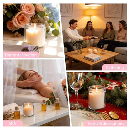 24 PCS 4oz Eucalyptus Scented White Soy Wax Candles | Calming Home Fragrance Gift Set | Bulk Warm Cozy Favors for Weddings, Housewarmings, Holiday Parties - color: Eucalyptus