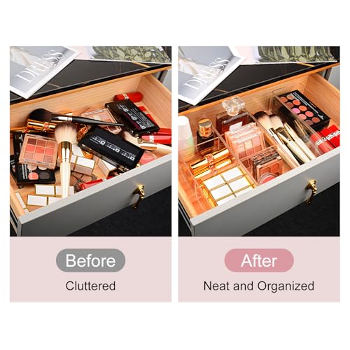 JessLab Acrylic Organizers, Bathroom Organizer for Drawer, Cosmetic Display Cases for Vanity, Countertop, Desk, Kitchen, and Makeup Storage, 3-Section - style: 3 Compartment