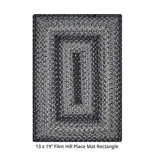 Homespice Flint Hill Jute Braided Placemats, Rect 13x19 Set of 6 | Grey Protects Tabletop in Style and Everyday and Holiday Table Mats, Rich Colors, Reversible and Durable - color: Flint Hill