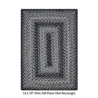 Homespice Flint Hill Jute Braided Placemats, Rect 13x19 Set of 6 | Grey Protects Tabletop in Style and Everyday and Holiday Table Mats, Rich Colors, Reversible and Durable - color: Flint Hill