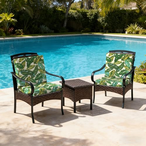 DYTXIII Outdoor Midback Chair Cushions Set of 2-20"x17" Water Repellent & Fade-Resistant Patio Seat Cushions with High-Resiliency Foam, Non-Slip Ties for Dining, Balcony Furniture-Lush Leaf Jungle - color: Lush Leaf Jungle