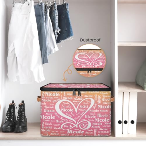 Personalized Storage-Box with Name, Personalized Heart Keepsake Basket | Custom Foldable Sturdy Large Memory Bin Containers with Handle Lid Lightweight Waterproof Dustproof, 14"L x 10.2"W x 10.4"H - color: Option 6