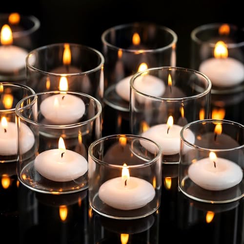 Romadedi Votive Tealight Candle Holders, 12 Packs, Clear Glass | Tea Light Holders Bulk, Small Table Centerpieces, Wedding Decor Party Dinner Home Decorations, Festivals Christmas - color: Clear, size: S-6pcs+L6pcs