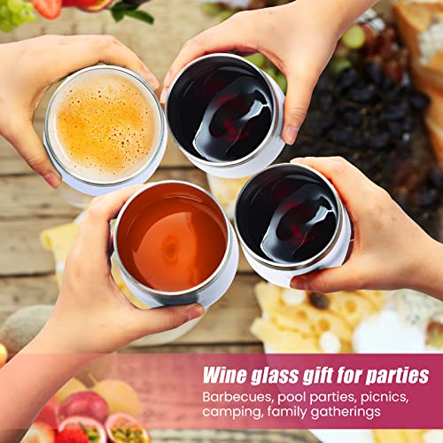 Remagr 16 Pack Stainless Steel Wine Tumblers 12 oz Insulated Vacuum Wine Cup Set Double Wall Stainless Steel Stemless Mug Glasses for Coffee Soda Whiskey Outdoor Travel (White) - color: White