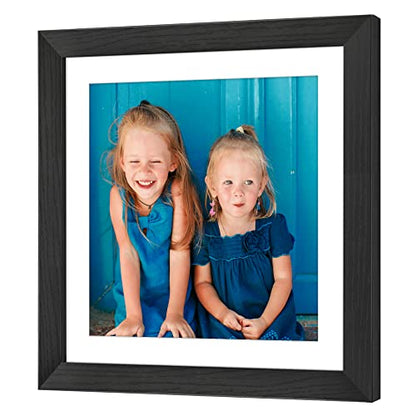 Americanflat 12x12 Picture Frame - Matted to 10x10 - Black | Shatter-resistant glass, hanging hardware included, use with or without mat - color: Black, size: 12x12