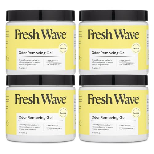 Fresh Wave Lemon Odor Removing Gel, 15 oz., Pack of 4 - Safer Odor Absorbers for Home, Natural Plant-Based Odor Eliminator, Every 15 oz. lasts 30-60 Days, For Cooking, Trash & Pets - size: 15 Fl Oz (Pack of 4)