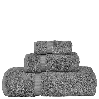 Monogrammed Towel Set, Personalized Gift, Set of 3- Silver Block Letter Embroidered Towel - Extra Absorbent 100% Turkish Cotton - Soft Terry Finish - Initial B Gray - color: Gray & Silver, size: Initial - B