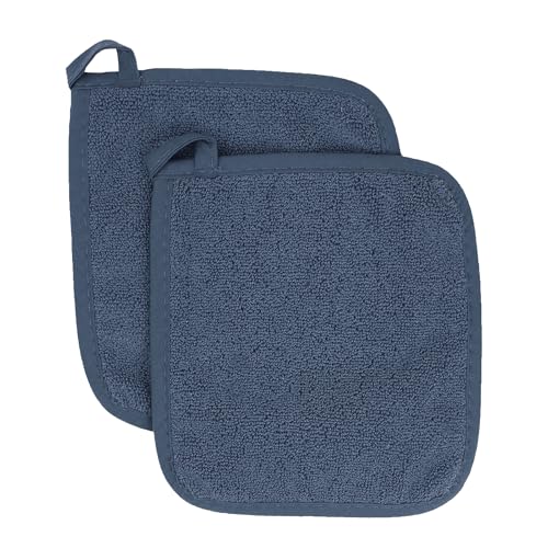 RITZ Terry Potholder & Hot Pad: Unparalleled Heat Resistant, Durable 100% Cotton – Ergonomically Designed for Optimal Grip – Easy-Care Machine Washable – 2-Pack, Midnight - color: Midnight, size: 2-Pack
