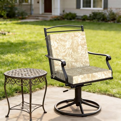 DYTXIII Outdoor Midback Chair Cushions Set of 2-20"x17" Water Repellent & Fade-Resistant Patio Seat Cushions with High-Resiliency Foam, Non-Slip Ties for Dining, Balcony Furniture-Tropical Oat - color: Tropical Oat