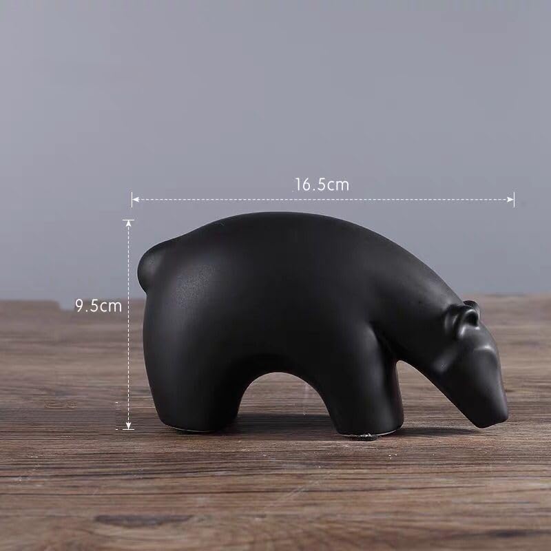 Modern Ceramic Bear Figurines, Black and White, Set of 2, Home Decor Sculptures (Middle)
