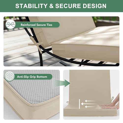 Summsun Outdoor Dining Chair Cushions 4-Pack, 20 x 20 Inch, Cream | High Back, High-Resilience Foam, Non-Slip Bottom, Water Resistant, Removable Cover, Tie Straps, Fit for Adirondack, Rocker - color: Cream