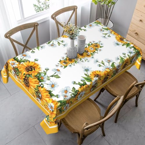 Sunflower Rectangle Tablecloth Washable Table Cloth 60x90 Inch Table Cover Waterproof for Decoration Kitchen Dining Room - color: Sunflower