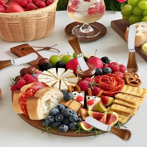 8Pcs Cheese Spreader Knives, Mini Butter Knife Spreader with Wooden Handle, Stainless Steel Cheese Knife Set for Charcuterie Board, Sandwich, Appetizers, Cocktail Spreading Knife (1)
