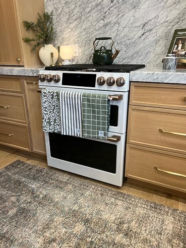 Kitchen Towels, Dish Towels for Kitchen, 3 Pc Kitchen Towel Set | Microfiber Waffle Towels, 16 x 26 inches, with Hanging Loops, Reusable Tea Towels, Cute Kitchen Towels - 3 Pack - color: Green