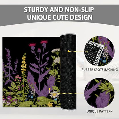SPUNKER Herbs and Wild Flowers Welcome Mat - Indoor/Outdoor, Low-Profile Floor Rug, 17''x30'' - color: Herbs and Wild Flowers