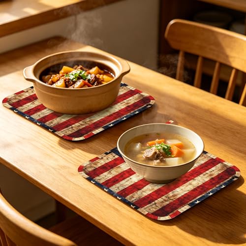 Retro USA Flag Oven Mitts and Pot Holders Set of 4, Heat Resistant Non Slip Kitchen Gloves Hot Pads, Chef Cooking Baking Gifts for Women Bakers, Kitchen Gifts for Cooking Lover Cooks Mom - color: Retro Usa Flag