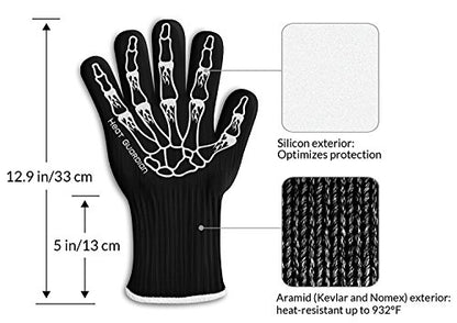 Heat Guardian Heat-Resistant Gloves Protect Up To 932; Oven Mitts, Pot Holders Features 5' Cuff