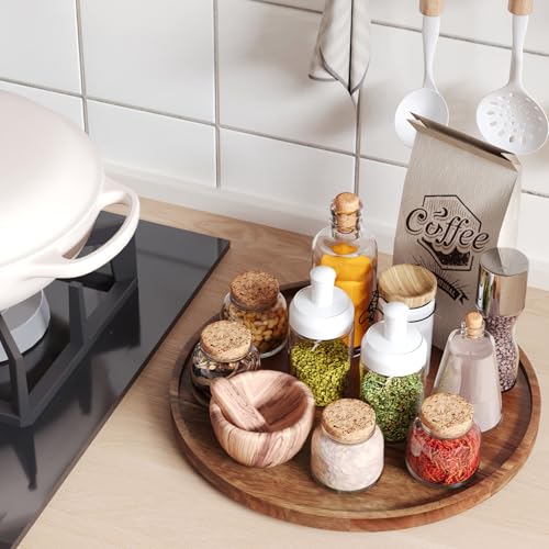 VERTORGAN Lazy Susan Bamboo Organizer for Kitchen,Cabinet(Large) | 360 Rotating Turntable,Spice Rack,Serving Tray,Pantry Vanity Organizer,Countertop Space-Saver - size: 13in